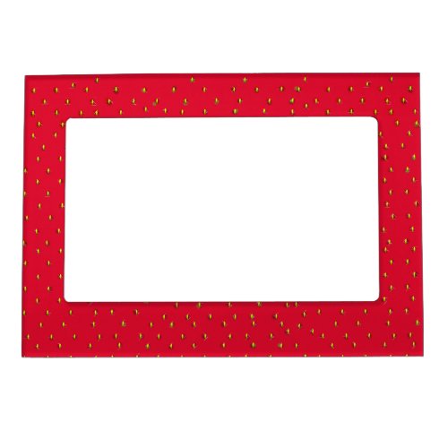 Funny strawberry background red magnetic picture frame