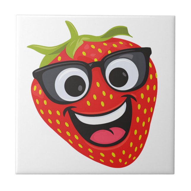 Funny Strawberry Ceramic Tile Decor (Front)