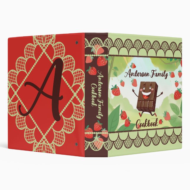 Funny strawberry cooking baking cookbook recipe 3 ring binder (Background)