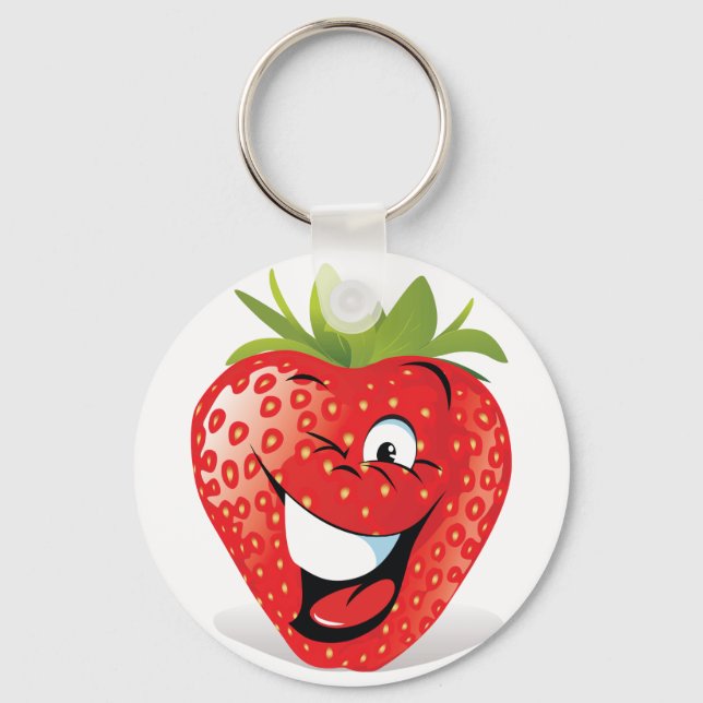 Funny Strawberry Doodle clip art Keychain (Front)