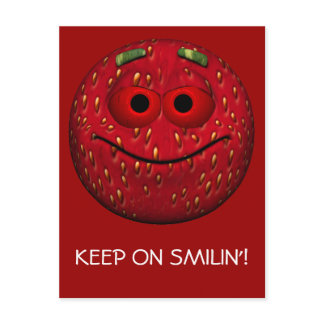 Funny Strawberry Emoticon Postcard