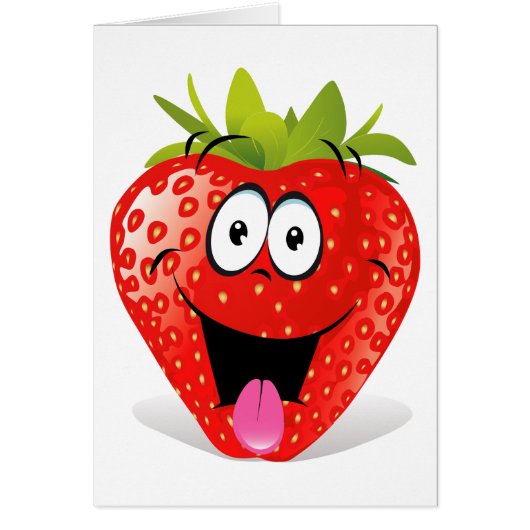 Funny Strawberry Face Sticking Out Tongue Cards (Front)