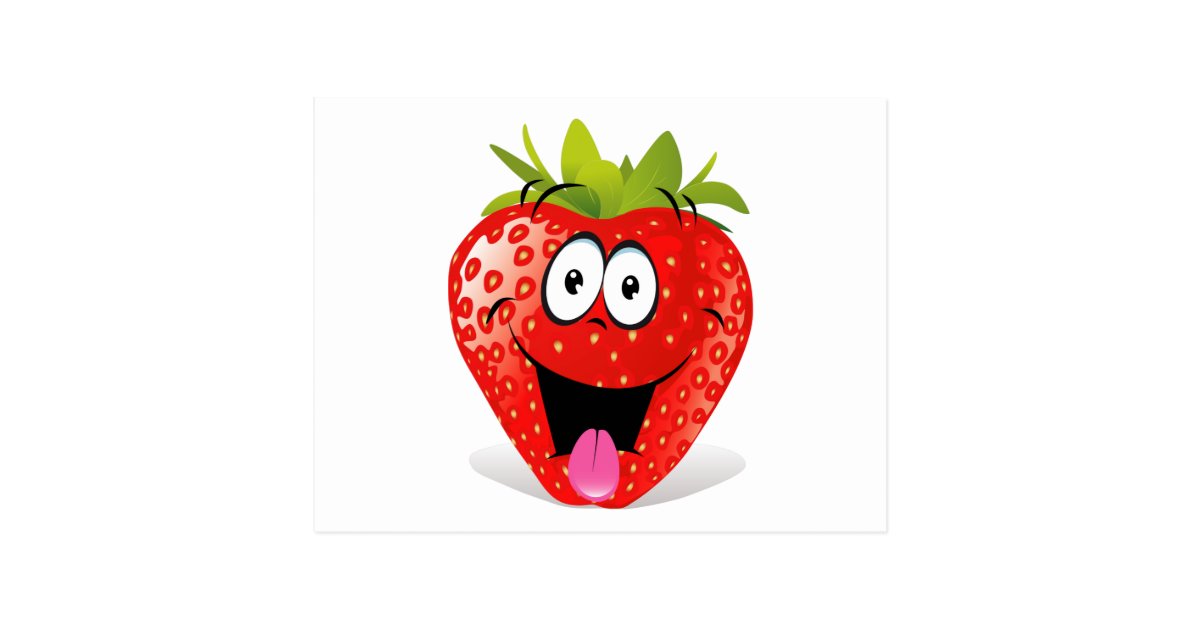 Funny Strawberry Face Sticking Out Tongue Postcard | Zazzle