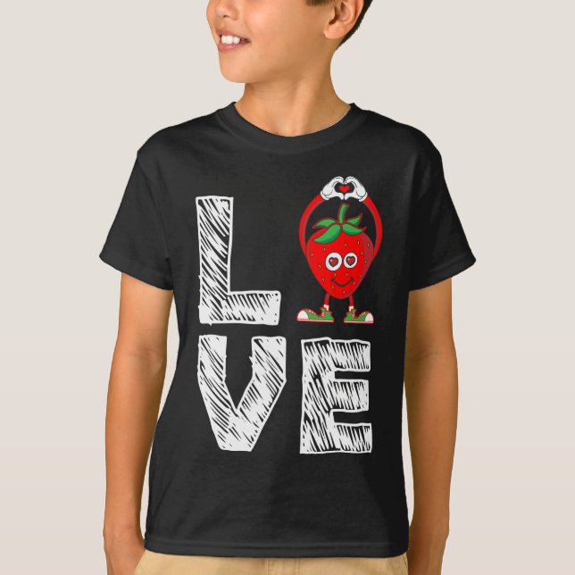 Funny Strawberry Fruit Lover Eater - I Love Strawb T-Shirt (Front)