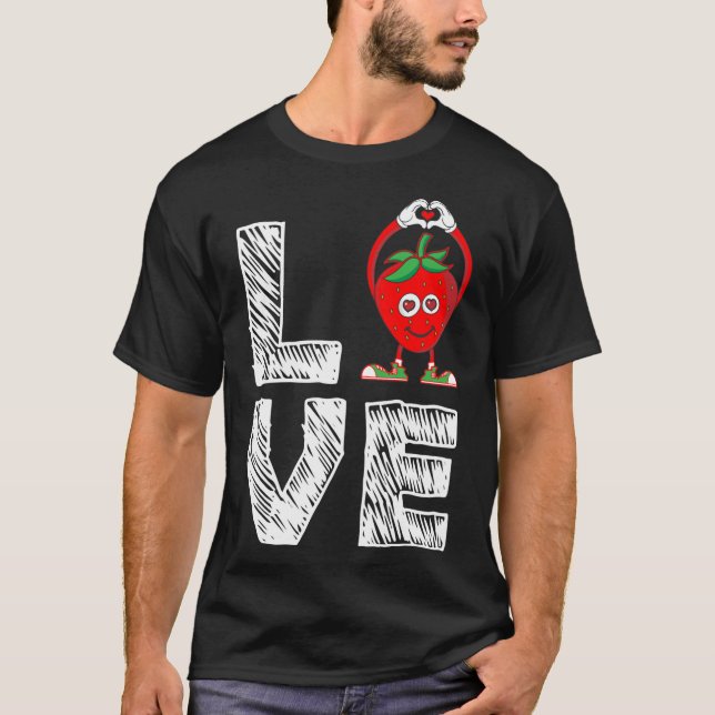Funny Strawberry Fruit Lover Eater - I Love Strawb T-Shirt (Front)