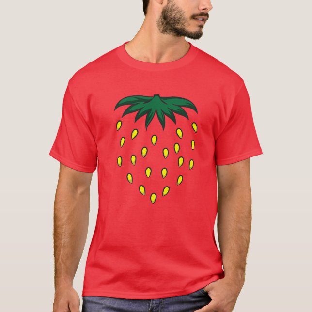 Funny Strawberry Halloween Red Berry Simple Costum T-Shirt (Front)