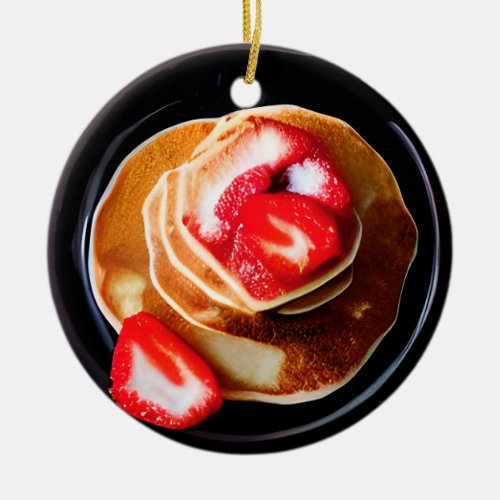 Funny Strawberry Pancakes Pun Christmas  Ceramic Ornament