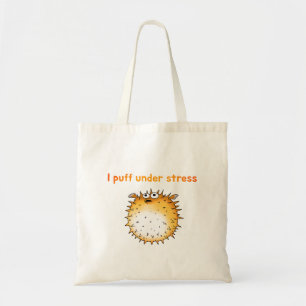 Funny Stressed Pufferfish Cartoon Tote Bag