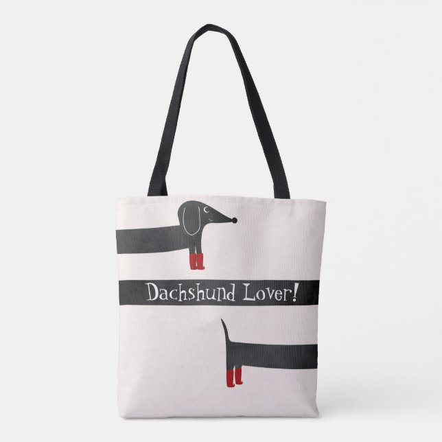Funny Stretched Body Dachshund Lover Tote Bag (Back)