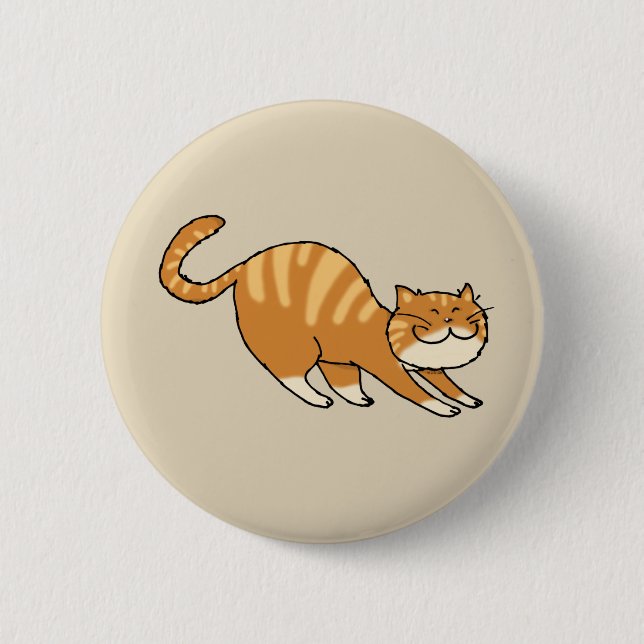 funny stretching cat button (Front)