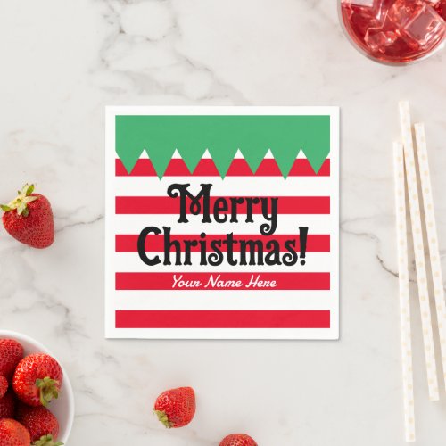 Funny striped elf suit custom Christmas party  Napkins