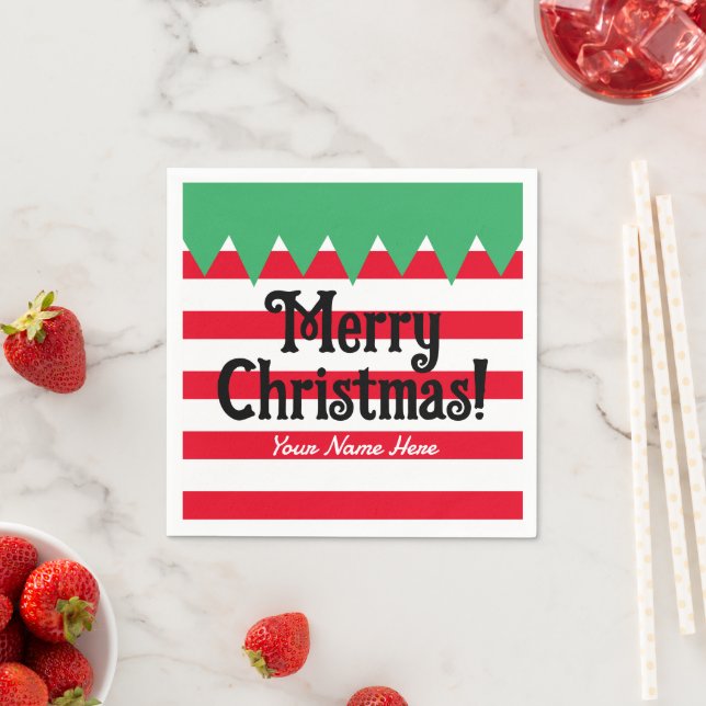 Funny striped elf suit custom Christmas party  Napkins (Insitu)