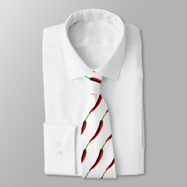 Funny striped hot chili peppers for cooks tie (Tied)