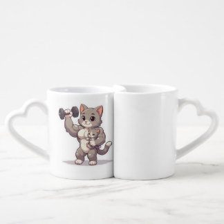 Funny Strong Cat Mom Mothers Day Fitness Coffee  Mug Set