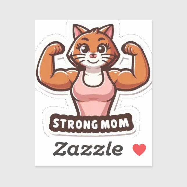 Funny Strong Cat Mom Sticker (Sheet)