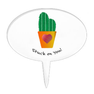Funny Stuck On You Cactus Cake Topper