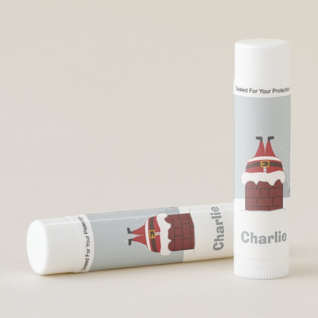 Funny Stuck Santa custom name lip balm (Front)