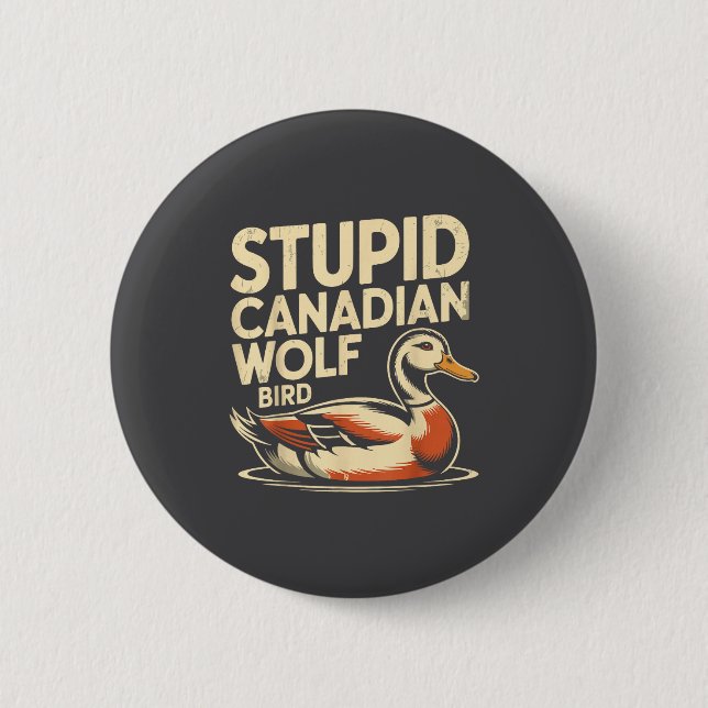 Funny Stud Canadian Wolf Bird Loon Hockey Wildlife Button (Front)