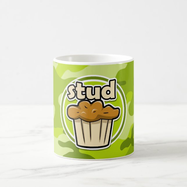 Funny Stud Muffin on green camo Coffee Mug (Center)