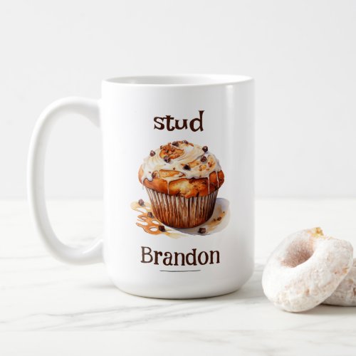 Funny Stud Muffin Watercolor Cupcake Add Name Coffee Mug