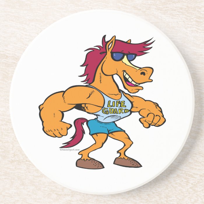 funny stud stallion horse cartoon beverage coaster