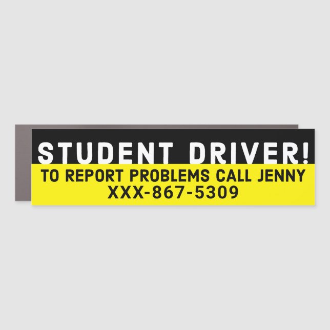 Funny Student Driver CALL JENNY 867-5309 Car Magnet (Front)