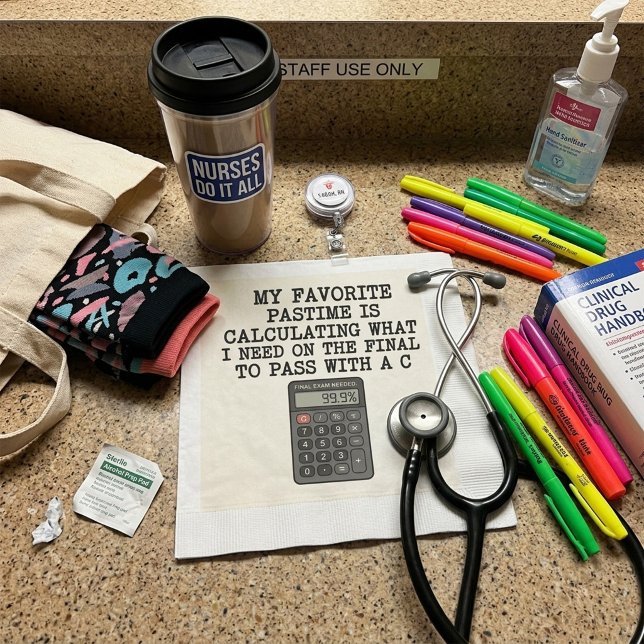 Funny Student Final Exam Calculator Quote  Napkins (Creator Uploaded)