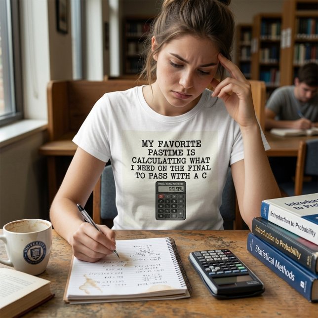 Funny Student Final Exam Calculator Quote  T-Shirt (Creator Uploaded)