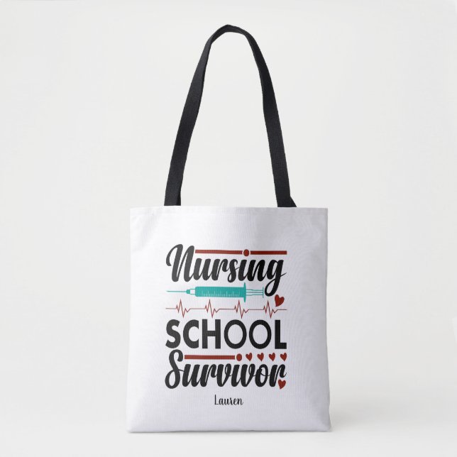 Funny Student Nurse Survivor Tote Bag (Front)