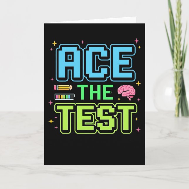 Funny Student Test Ace The Test Level Up Test Day Card (Front)