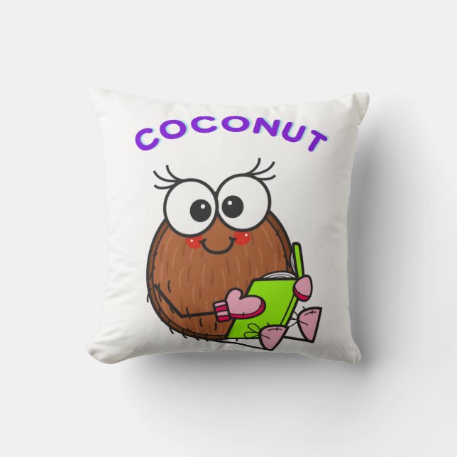 Funny studying coconut throw pillow (Front)
