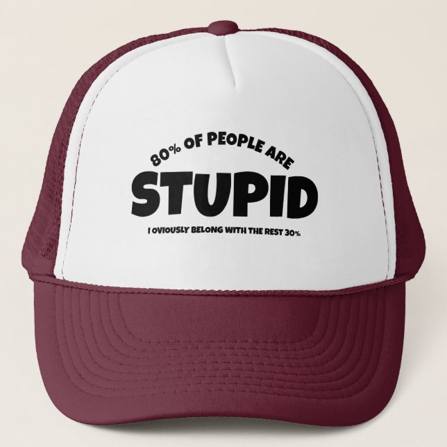 Funny "Stupid" Baseball Cap, Trendy Math Wiz Humor Trucker Hat (Front)