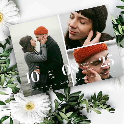 Funny  Stylish 3 Multi Photo Wedding Collage  Save The Date