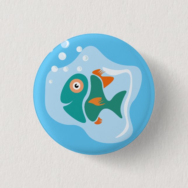 Funny Stylish Fish Button (Front)