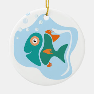 Funny Stylish Fish Ceramic Ornament