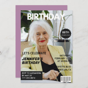Funny Stylish Photo Magazine 88th birthday Invitation