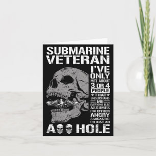 Funny Submarine Veteran Saying Skull US Submarine Card