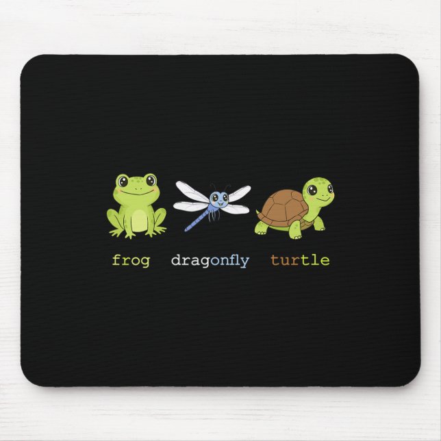 Funny Subtle Political Frog Dragonfly Turtle Resis Mouse Pad (Front)