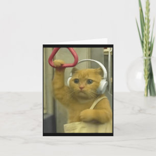 Funny Subway Cat Meme Stud Brainrot Cats Humor Kit Card