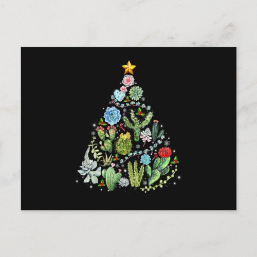 Funny Succulent Christmas Tree Cactus Gardener Xma Postcard