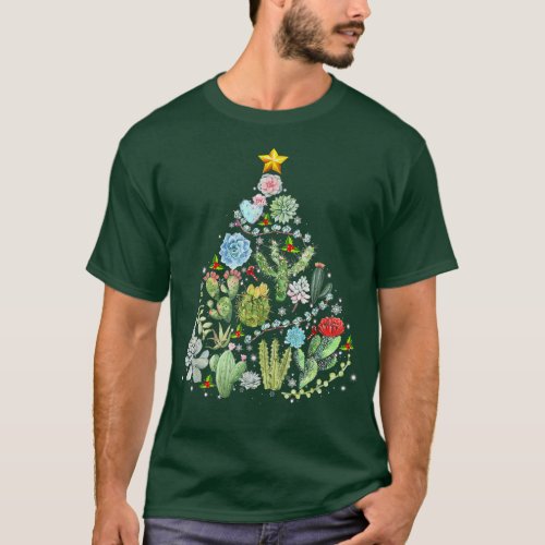 Funny Succulent Christmas Tree Cactus Gardener Xma T_Shirt