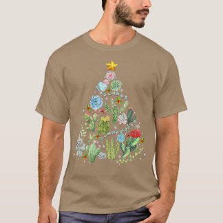 Funny Succulent Christmas Tree Cactus Gardener Xma T-Shirt