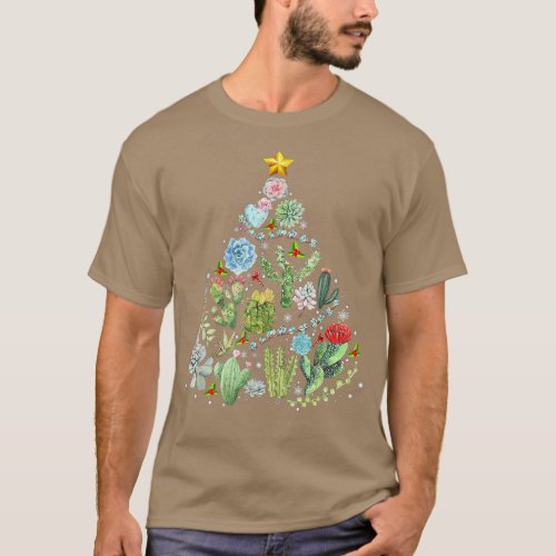 Funny Succulent Christmas Tree Cactus Gardener Xma T_Shirt