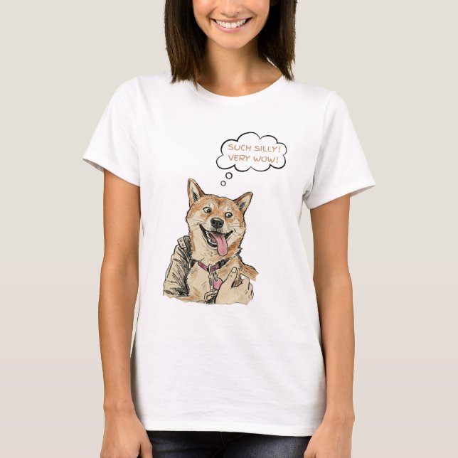 Funny "Such Silly Very Wow" Shiba Inu Doge MemeArt T-Shirt (Front)