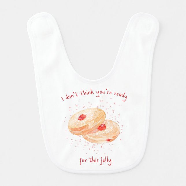 Funny Sufganiyot Jelly Donut Cute Hanukkah Baby Bib (Front)