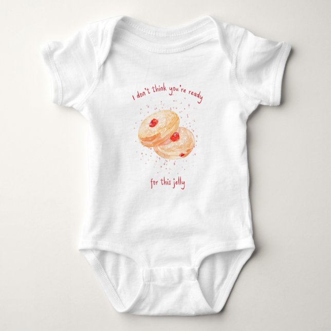 Funny Sufganiyot Jelly Donut Cute Hanukkah Baby Bodysuit (Front)