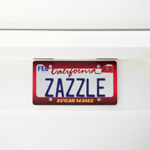 Funny SUGAR MAMA Text on Black and Red Gradient License Plate Frame