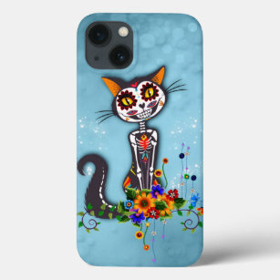 Funny sugar skeleton cat iPhone 13 case
