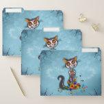 Funny sugar skeleton cat file folder