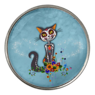 Funny sugar skeleton cat golf ball marker